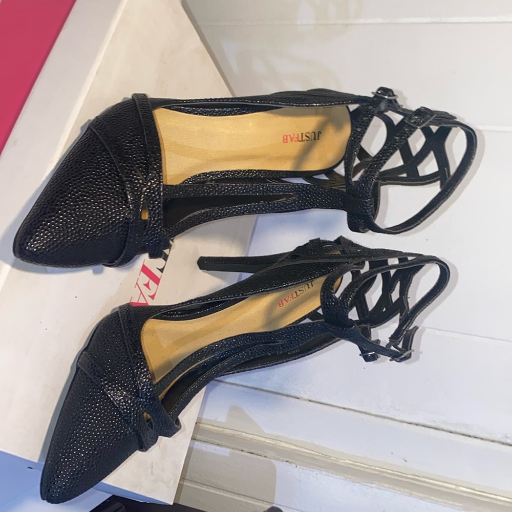 Black Ankle strap heels size 8 - New